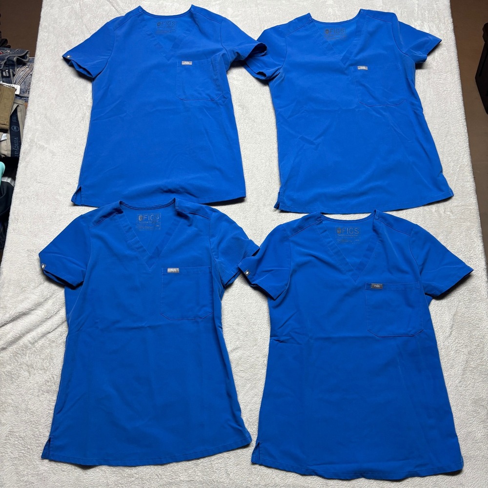 FIGS Scrub Top Womens XXS Casma Royal Blue 4-Piece Lot FW1000